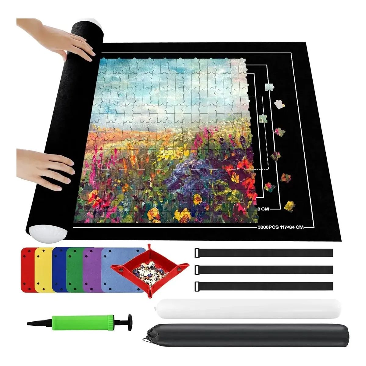 KUANGYE - Mat Para Puzzles 3000 Piezas Manta Rompecabezas 140x 100 Cm