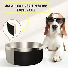 GENERICO - Plato Premium Para Perros Acero Inoxidable Agua/Comida - Amarillo 64 Oz