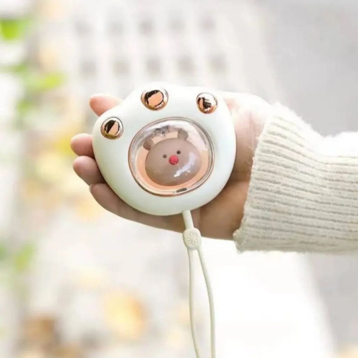 GENERICO - Calentador de Manos Portátil Recargable USB con Diseño Huella de Gato en Blanco