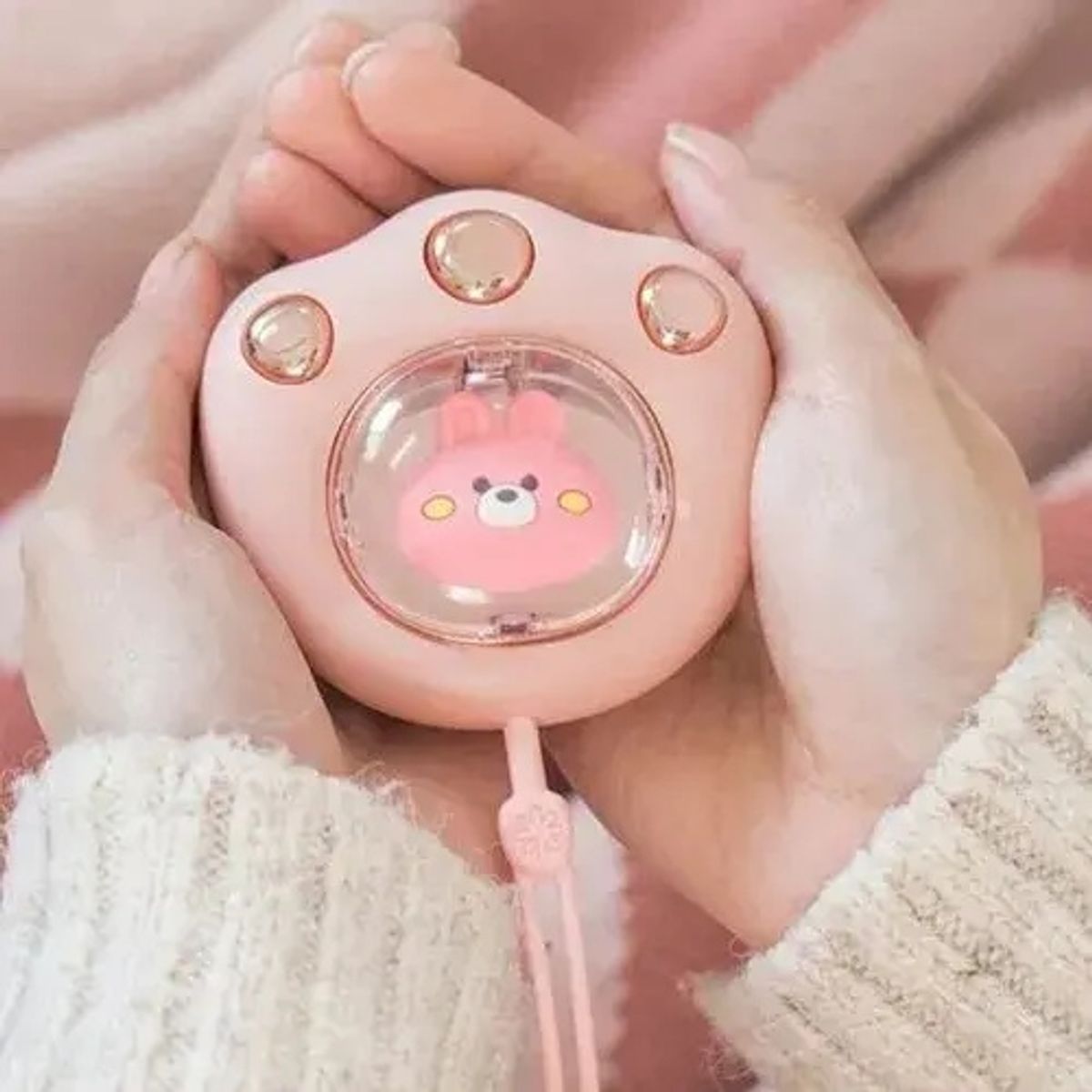 GENERICO - Calentador de Manos Portátil Recargable USB con Diseño Huella de Gato en Rosado