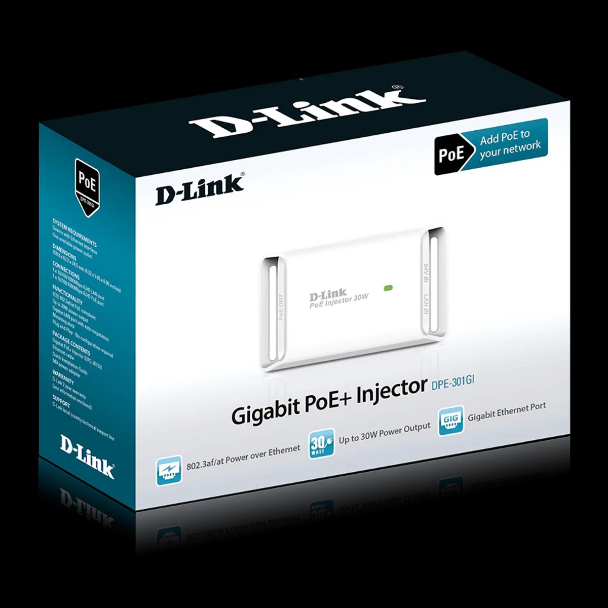 D-LINK - Inyector PoE+ Gigabit D-Link DPE-301GI 30W