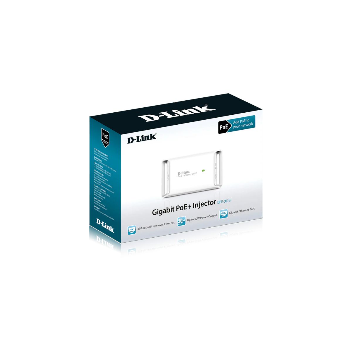 D-LINK - Inyector PoE+ Gigabit D-Link DPE-301GI 30W