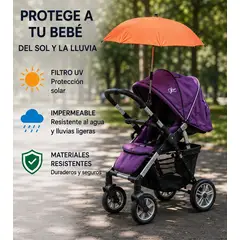 MOVI - Sombrilla Universal para Coche de Bebé con Filtro UV Ajustable y Clip de Sujeción