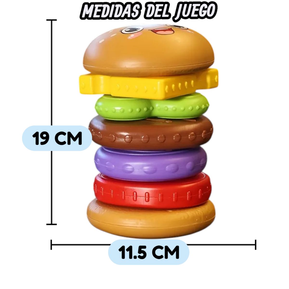 Juguete Didáctico Apilable Torre Hamburguesa Para Bebés, marca GENERICO - Foto 2