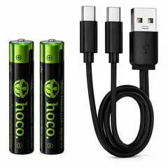 HOCO - Pilas Aaa Recargables Usb-c 1.5v Litio Pack X2