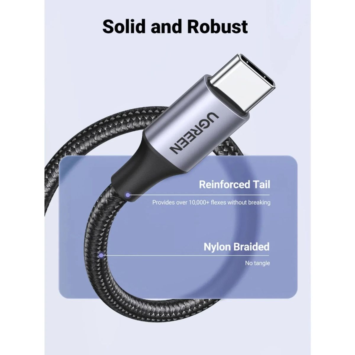 UGREEN - Cable USB-C a USB-A UGREEN 3A 2 Metros Reforzado US288 Blanco