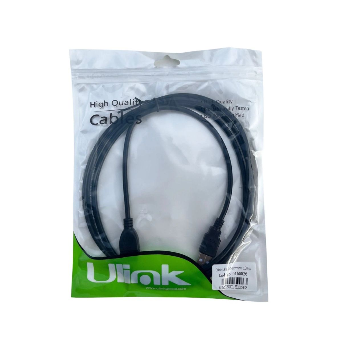 ULINK - Cable Extensión USB 2.0 Macho a Hembra 1.8 Metros Negro