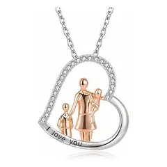 VOUSEZ - Collar plata 925 mama dos hijos hija joya mujer