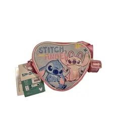 DISNEY - Bolso Infantil Stitch y Angel Corazón con Correa Glitter