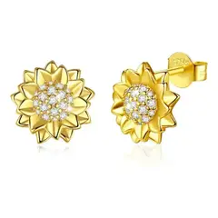 VOUSEZ - Aros plata 925 girasol joya mujer