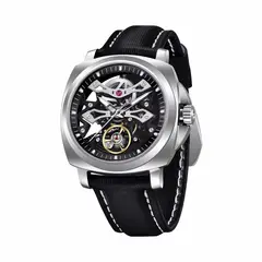 PAGANI - Reloj Automático Design Skeleton Cristal De Zafiro Correa Negro
