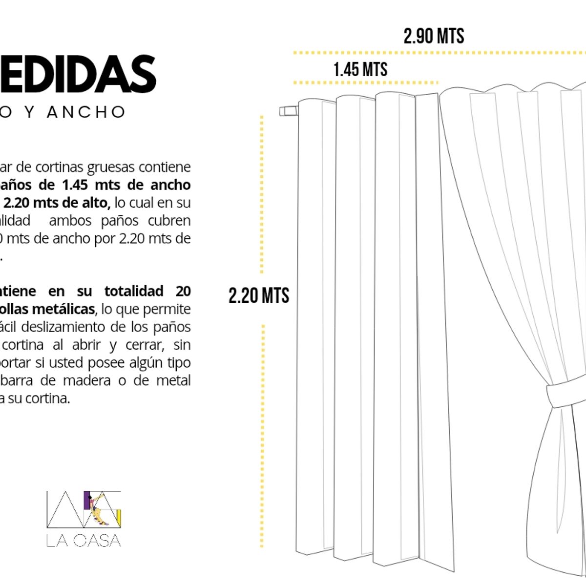 GENERICO - Cortina Gruesa de Lino Bambu 2 paños 1.45m x 2.20m lila