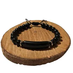 GENERICO - Pulsera de Ónix Negro Natural Negro Ajustable para Mujer