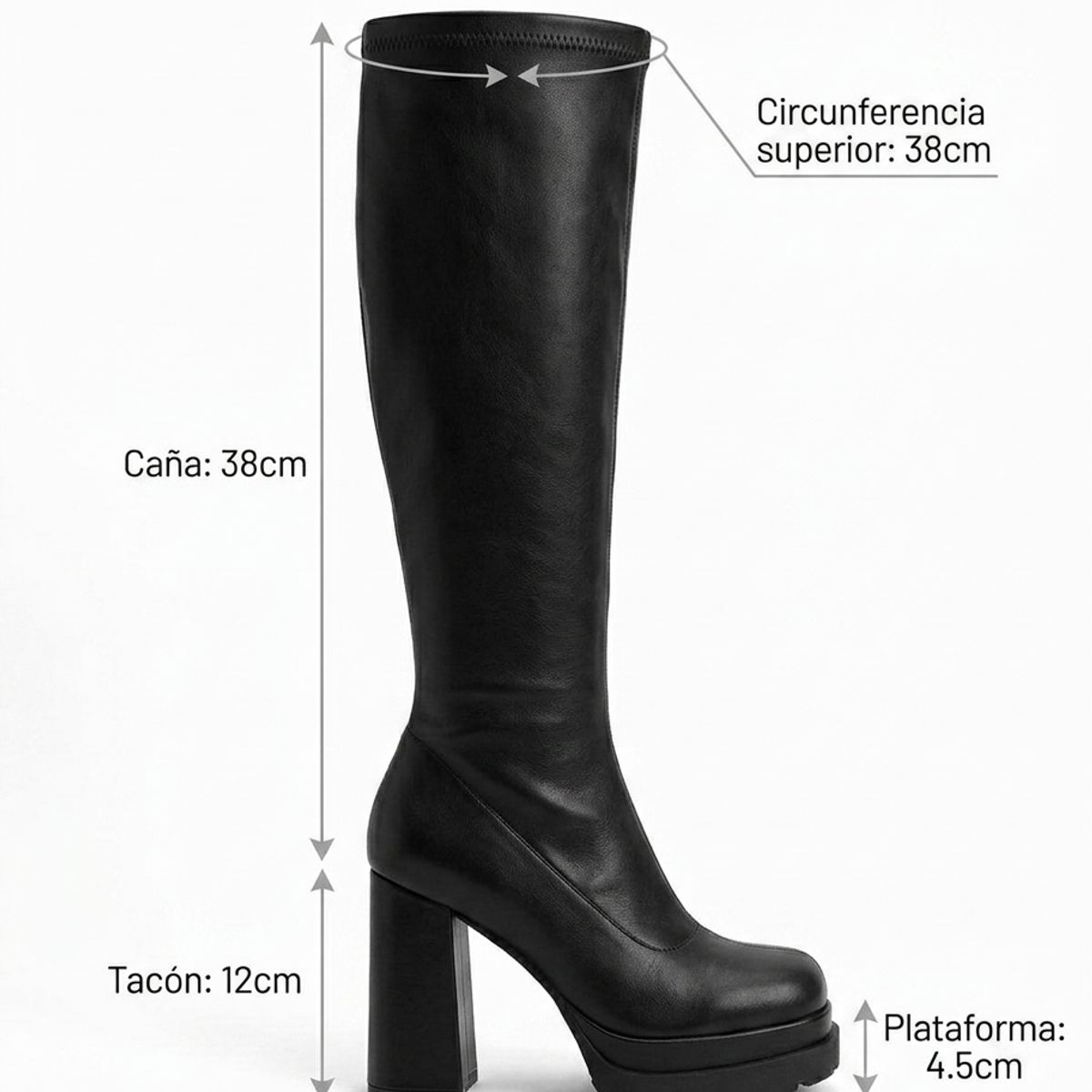 SNOOPY - Botas eco cuero Elasticadas  Mujer Taco Alto  con Plataforma M644