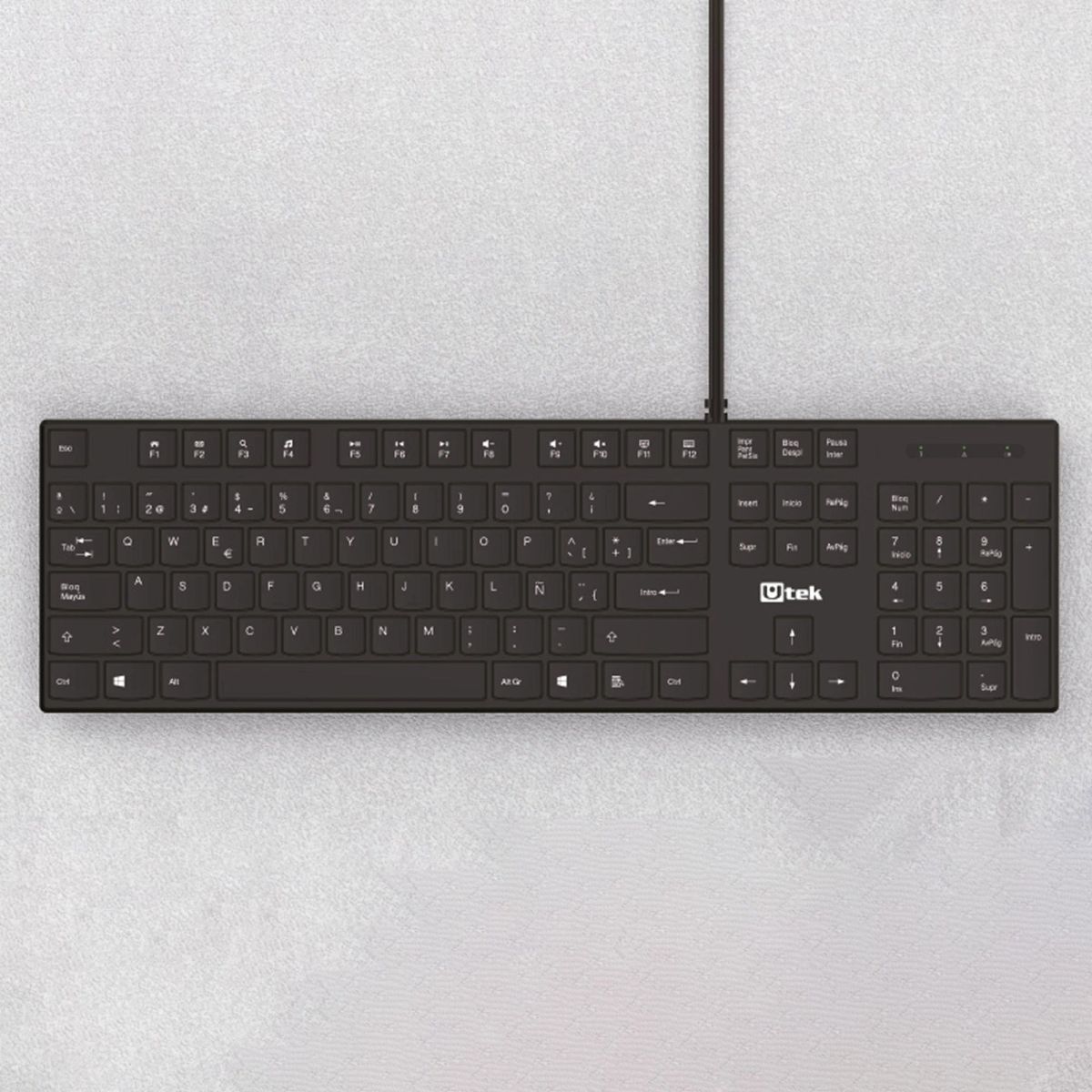 UTEK - Teclado Alámbrico Slim UT-KB750 Multimedia Teclas Planas