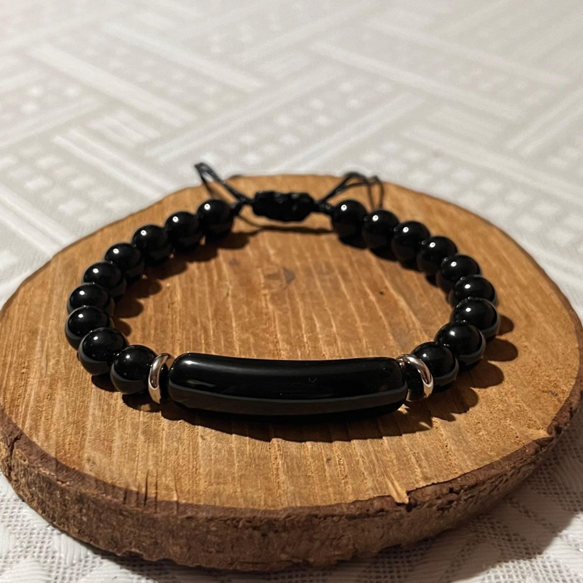 GENERICO - Pulsera de Obsidiana Negra Natural Negro Ajustable para Mujer