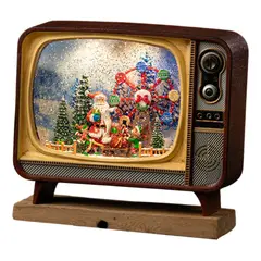 MOVI - CAJA MUSICAL NAVIDEÑA CON LUZ EN FORMA DE TV RETRO