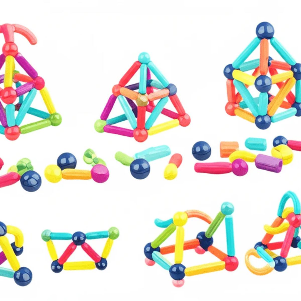 GENERICO - Set de construcción magnética con 84 piezas coloridas STEM 3+