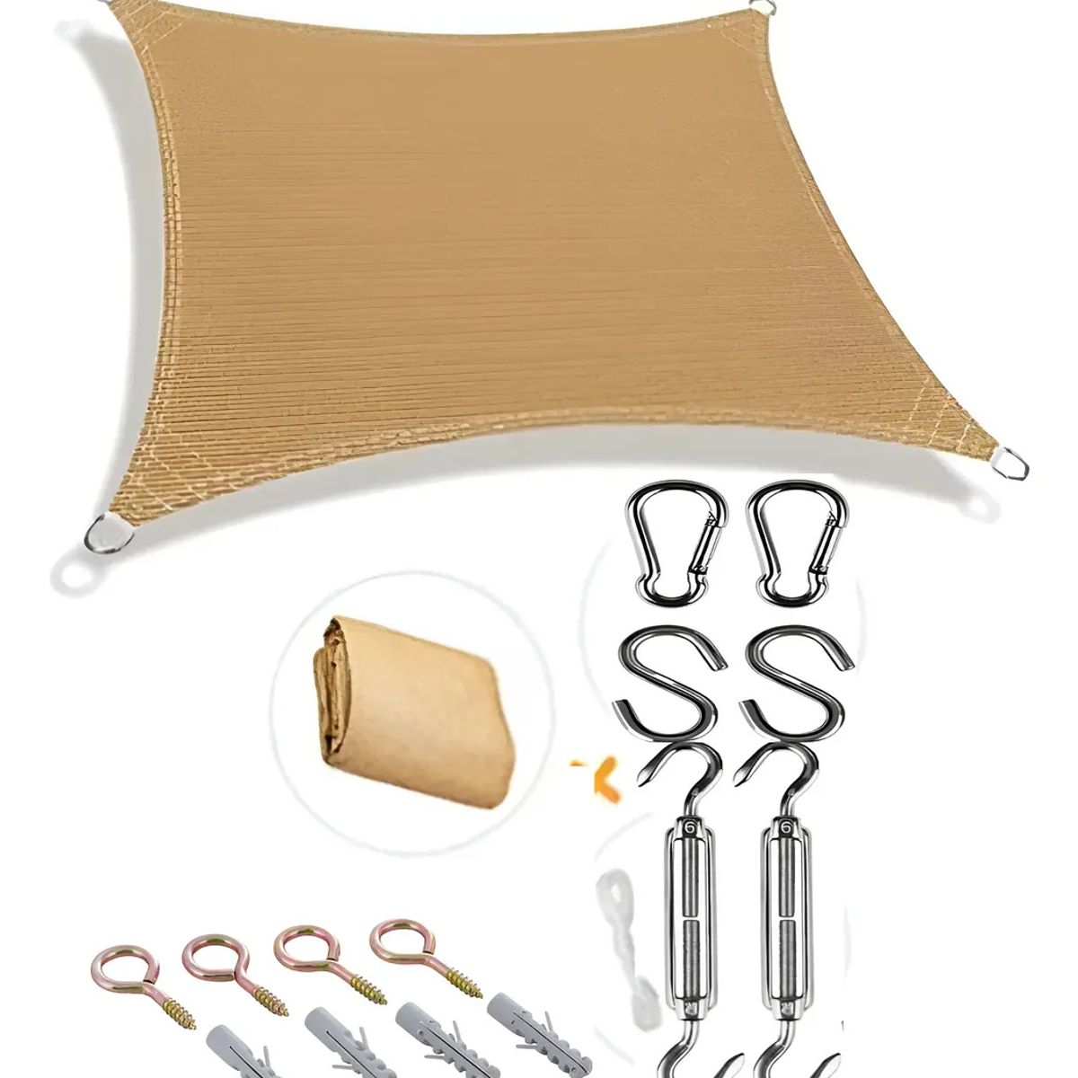 KUANGYE - Malla Sombra Vela Tela Lona Toldos 5x2 Raschel 95% Sombra Con Accesorios