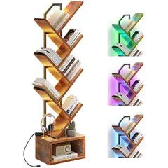 ROHE - Biblioteca Librero De Arbol Organizador De Libro con Luz 110x40x18cm