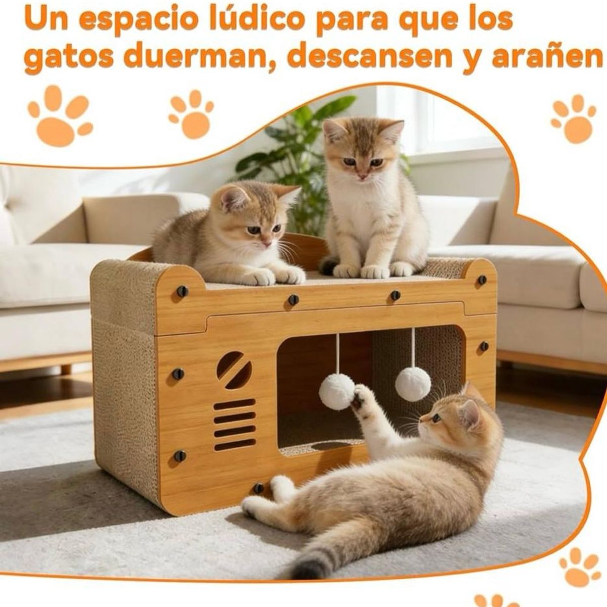 GENERICO - Rascador Cama Casa Para Gatos Rascador Desmontable