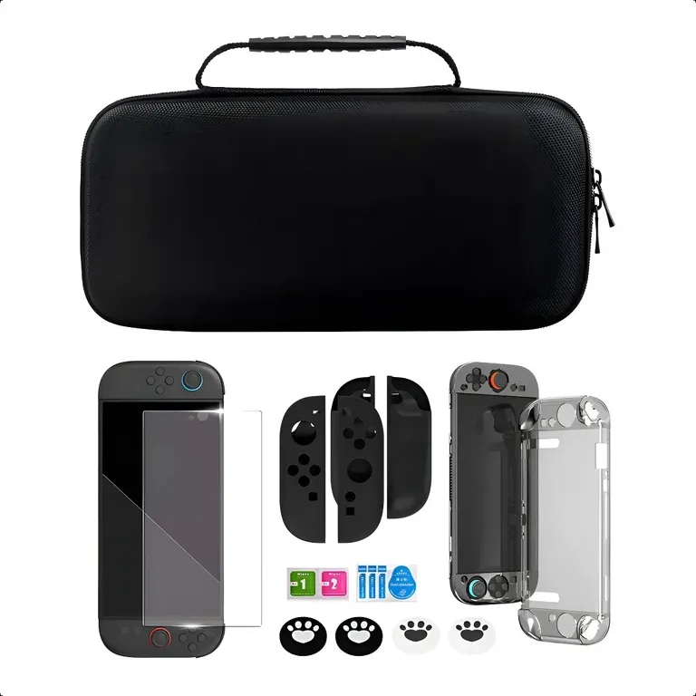 KUANGYE Estuche Negro Rígido para Compatible Con Nintendo Switch 2 con Funda y Mica Protectora