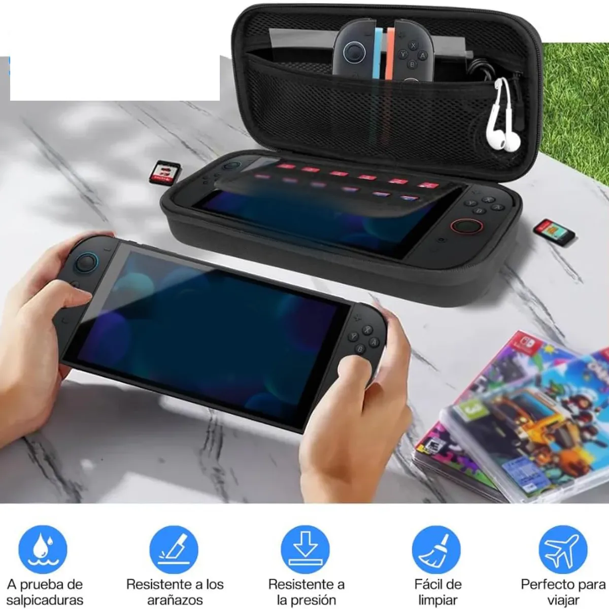 KUANGYE - Estuche Negro Rígido para Compatible Con Nintendo Switch 2 con Funda y Mica Protectora
