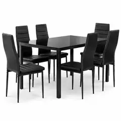 GENERICO - Comedor 6 Sillas Color Negro Diseño Moderno Elegante