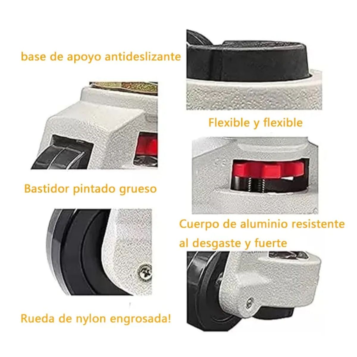GENERICO - 4 Ruedas Con Ajuste De Nivel. Heavy Duty. Carga De 500 Kg.