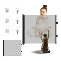KUANGYE - Puerta De Seguridad Retráctil De Expandible 78x180 Cm Para bebés niños