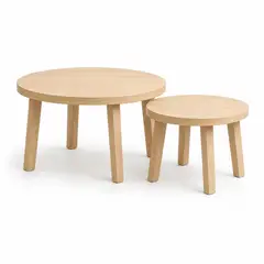 GENERICO - Set de Mesas de Centro Redondas Minimalistas de Madera Rauli