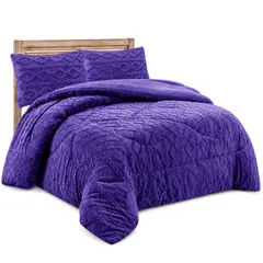 GENERICO - Plumón Sherpa Plush Morado 2 Plazas Ultra Suave Abrigo Invierno Premium con Diseño Trenzado