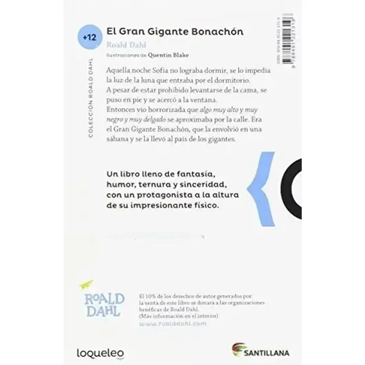 SANTILLANA - El Gran Gigante Bonachón, De Dahl, Roald. Editorial Santillana