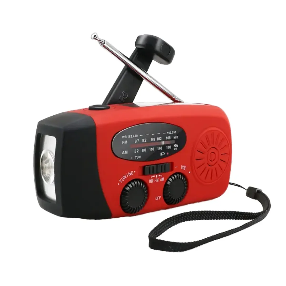 GENERICO - Radio Solar De Emergencia Con Manivela Y Linterna 3 Led 2000mah rojo