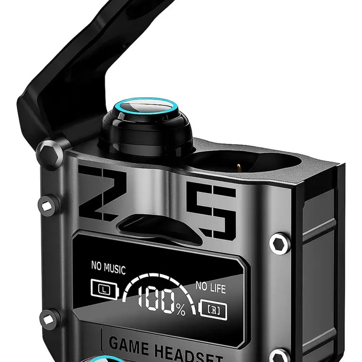 GENERICO - Audífonos Inalámbricos Gamer M25 Bluetooth 5.3 ENC Pantalla LED Gris Oscuro