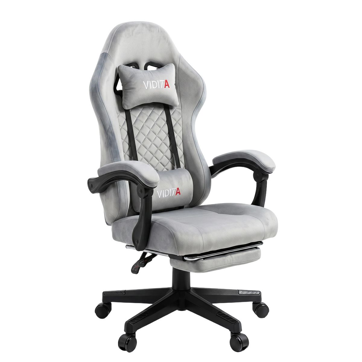 VIDITA - Silla Gamer Con Asiento Amplio Y Tela Premium Para Largas Horas Gris