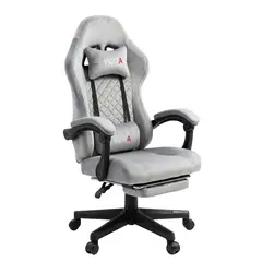VIDITA - Silla Gamer Con Asiento Amplio Y Tela Premium Para Largas Horas Gris
