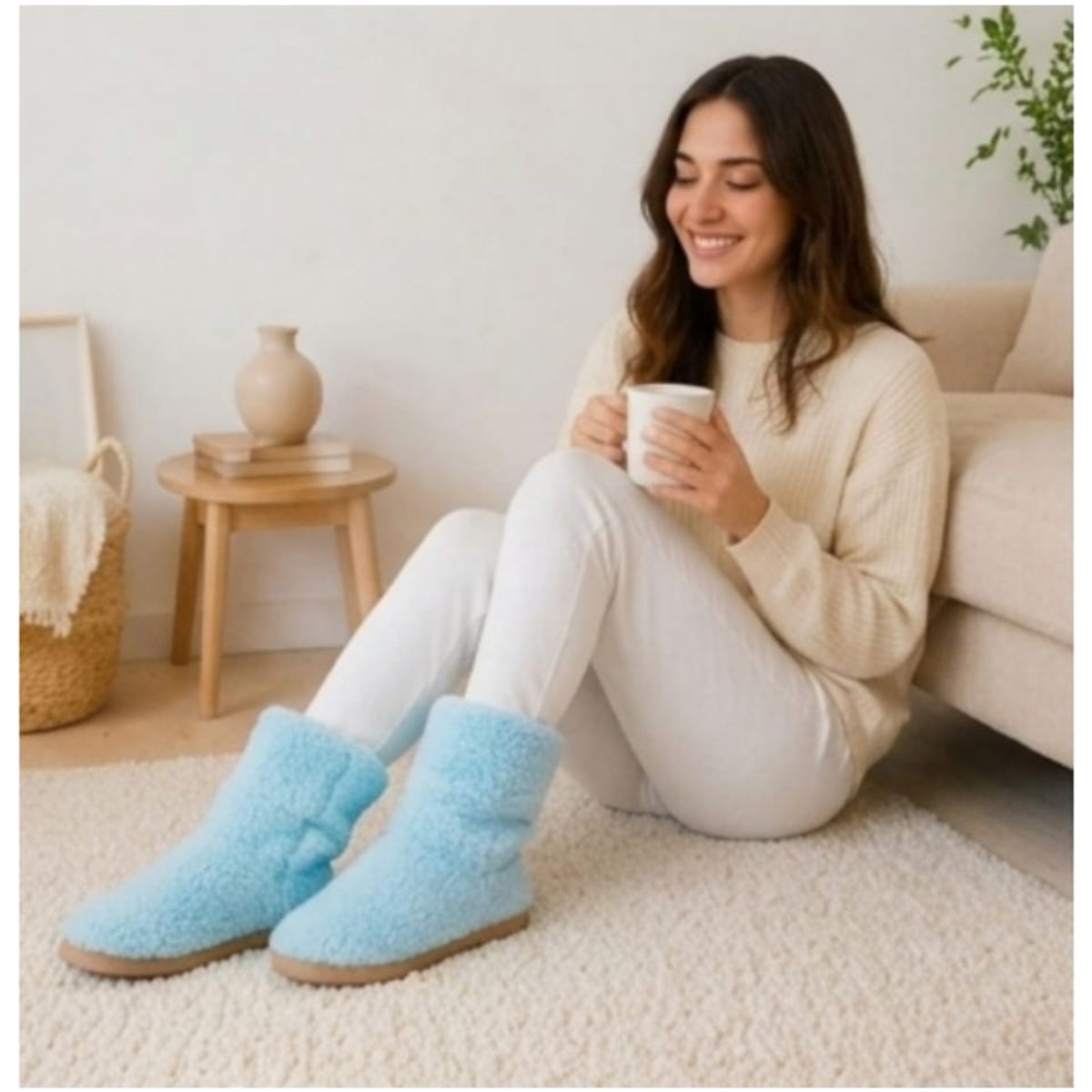 QIKUN - Pantufla Mujer  Antideslizante Chiporro  Pantufla Teddy