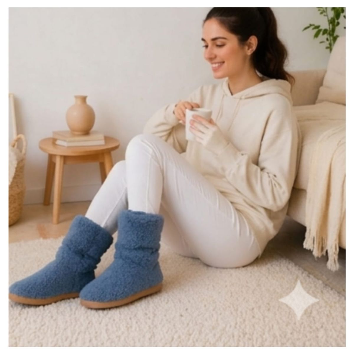 QIKUN - Pantufla Mujer  Antideslizante Chiporro  Pantufla Teddy