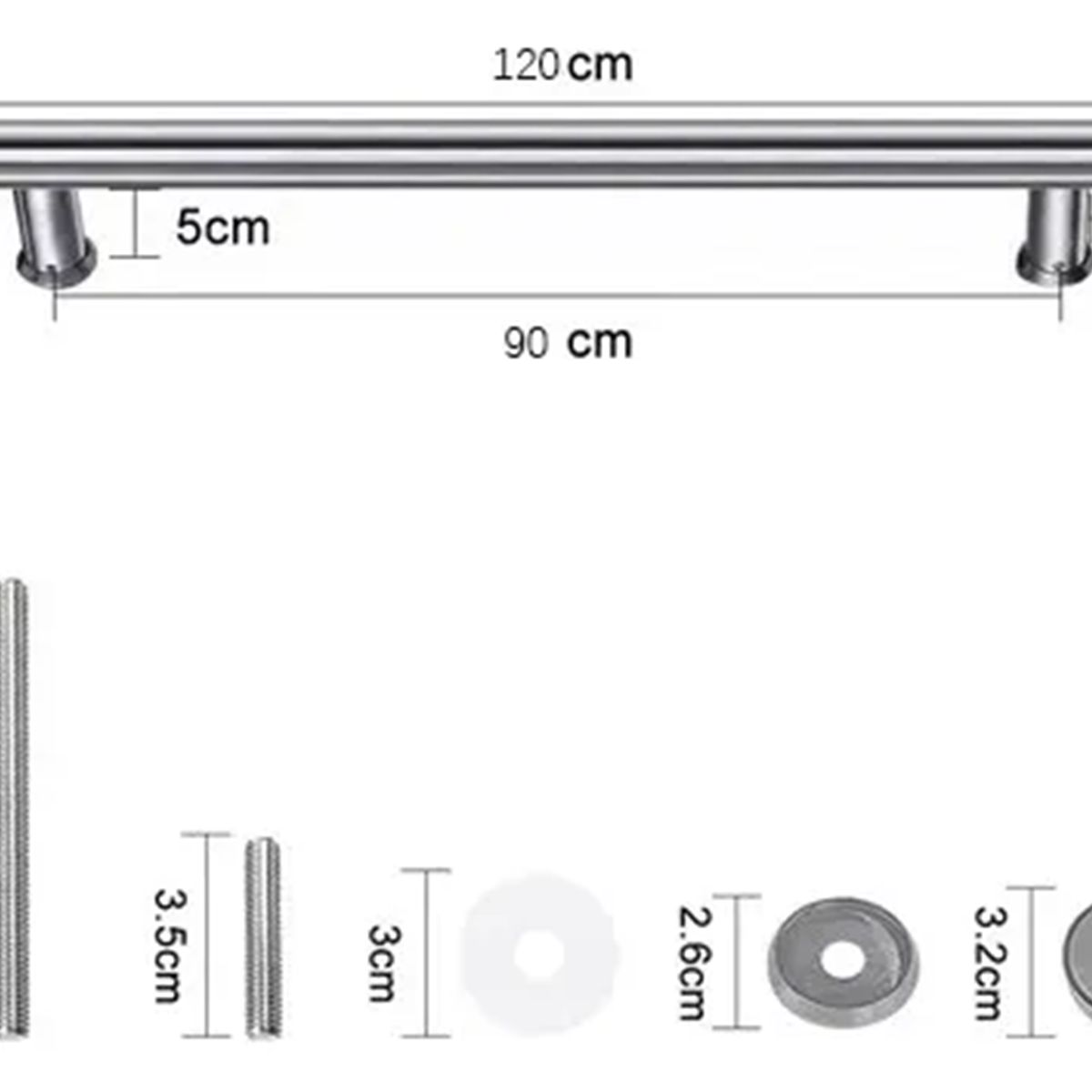 GENERICO - Manillon Para Puertas Madera Acero Inoxidable 120 Cm