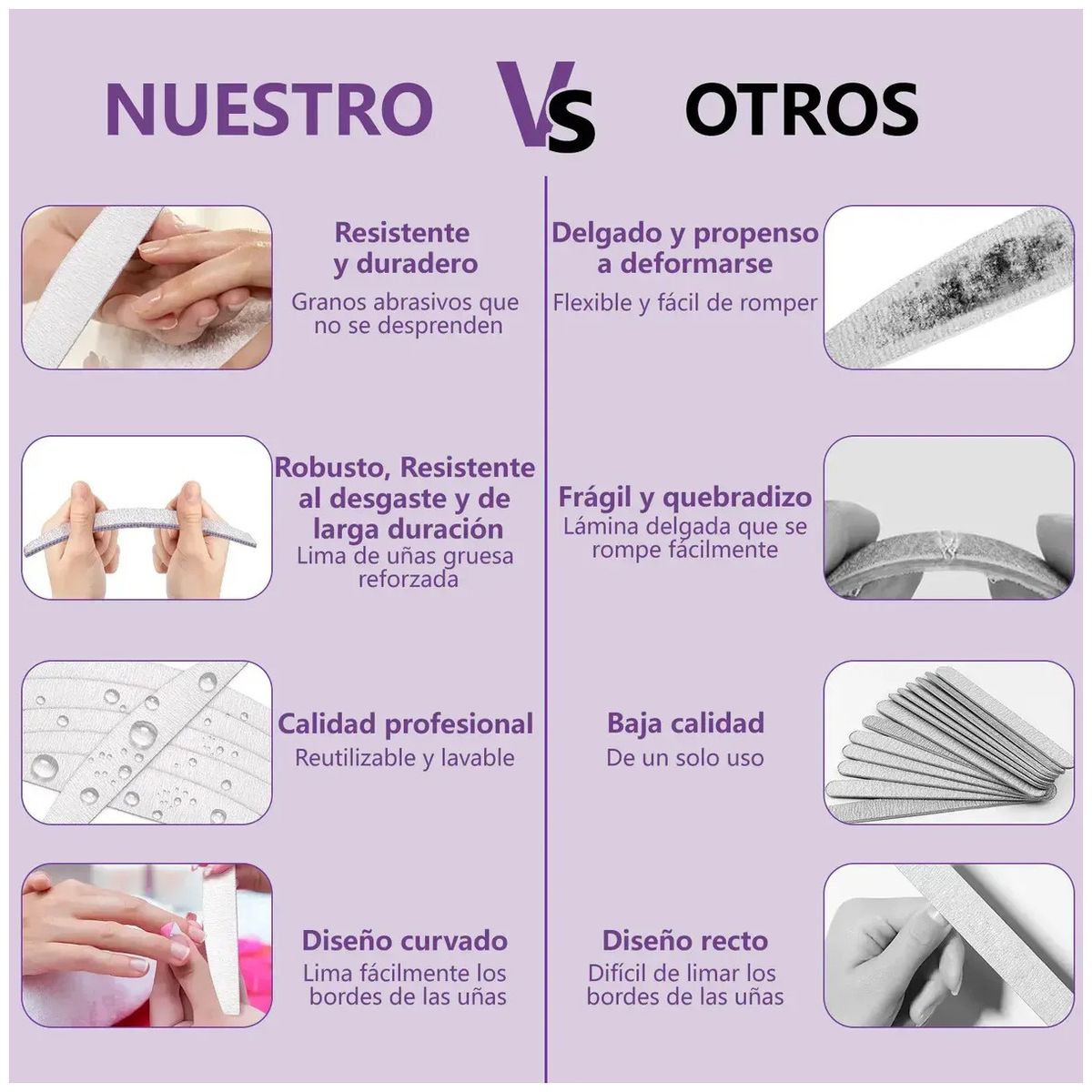 KUANGYE - Pack 50 Limas 100/180 Uñas Manicure Pedicure
