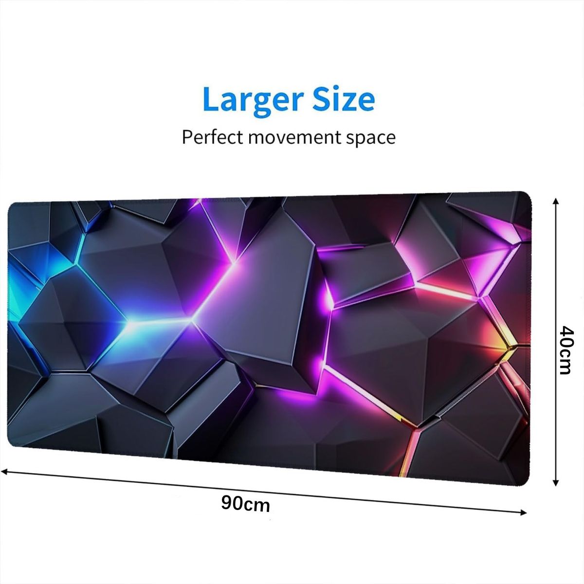 KUANGYE - Mouse Pad Gamer Xxl Antideslizante Geometría 3D 90x40cm 3mm