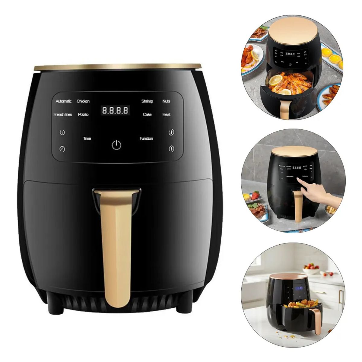 Freidora De Aire 6 Litros Sin Aceite Pantalla Táctil 2400w, marca EVERSO - Foto Principal