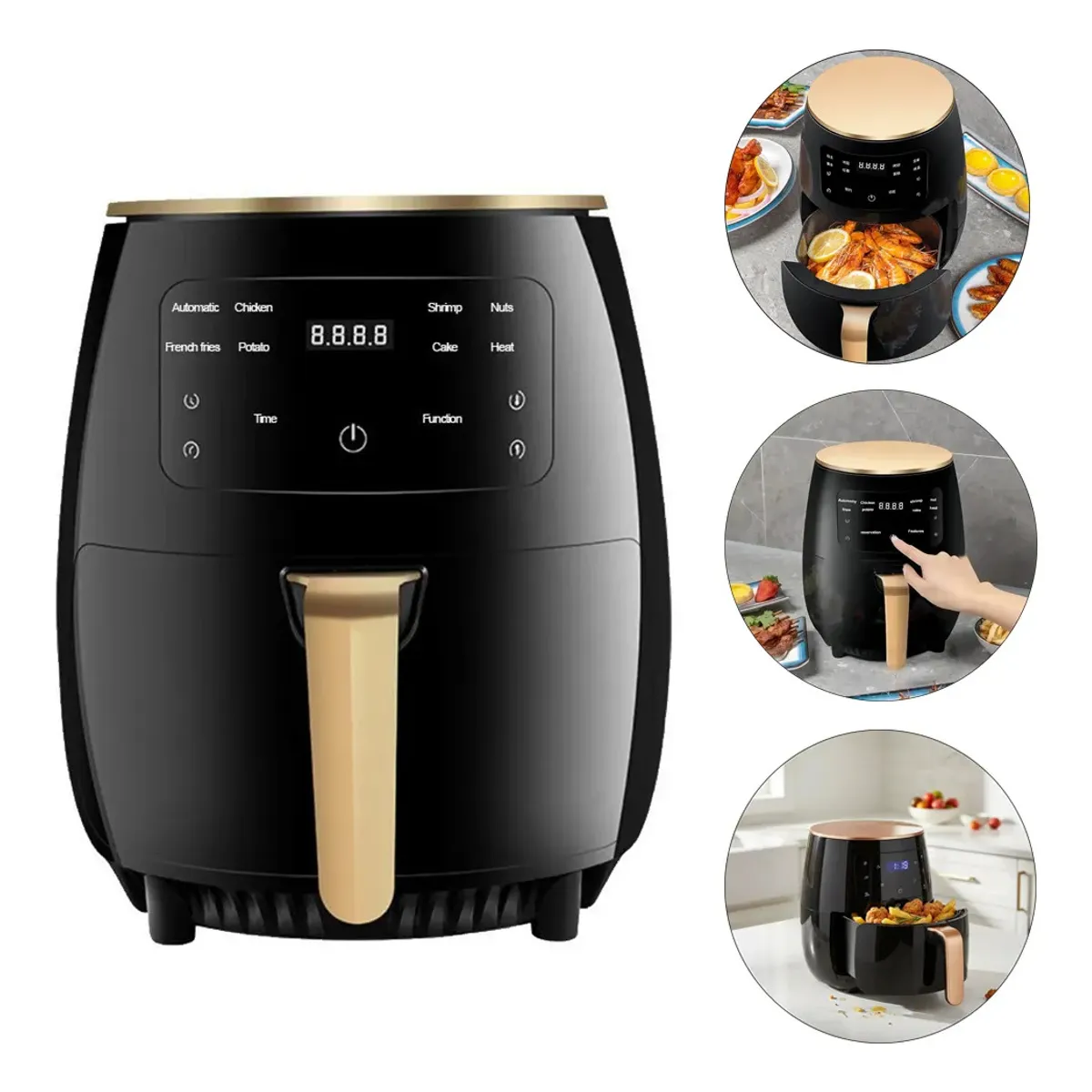 Freidora De Aire 6 Litros Sin Aceite Pantalla Táctil 2400w, marca EVERSO - Foto Principal