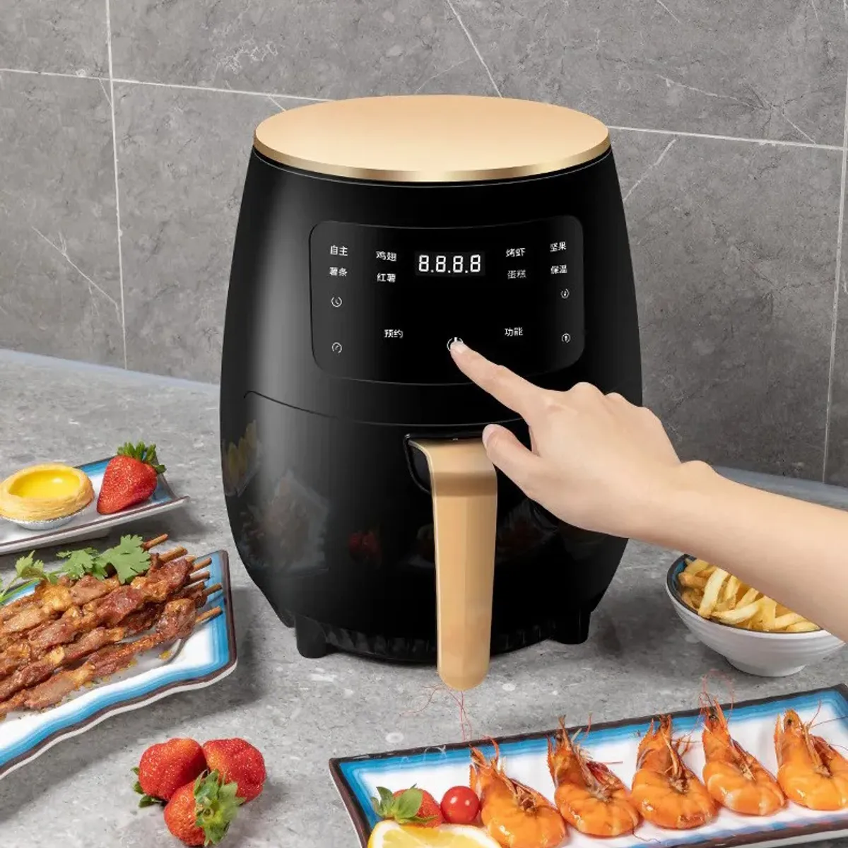 Freidora De Aire 6 Litros Sin Aceite Pantalla Táctil 2400w, marca EVERSO - Foto 2