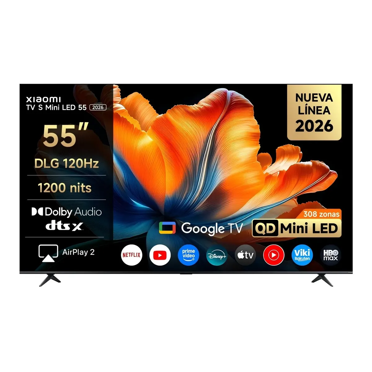 XIAOMI - Televisor Smart TV Xiaomi S Mini LED 55" 4K UHD Google TV 2026