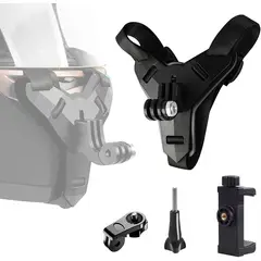 KUANGYE - Soporte De Barbilla Para Casco Compatible Con Sjcam Gopro Cámaras Acción Negro 4 piezas