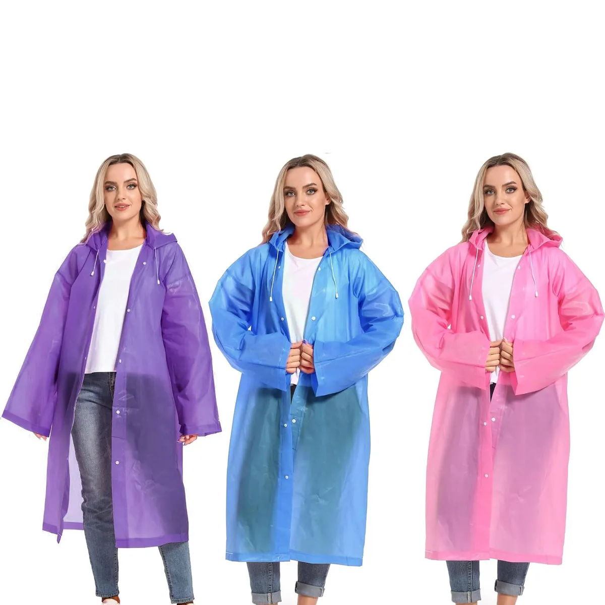 3Pcs Poncho Impermeable Sin Olor Suave Capa Impermeable, marca KUANGYE - Foto Principal