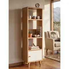 GENERICO - Estante Librero Organizador Estilo Nórdico CON 3 Repisas Y 1 Puerta 40x24x150cm MDF Organizador Vertical Para Living