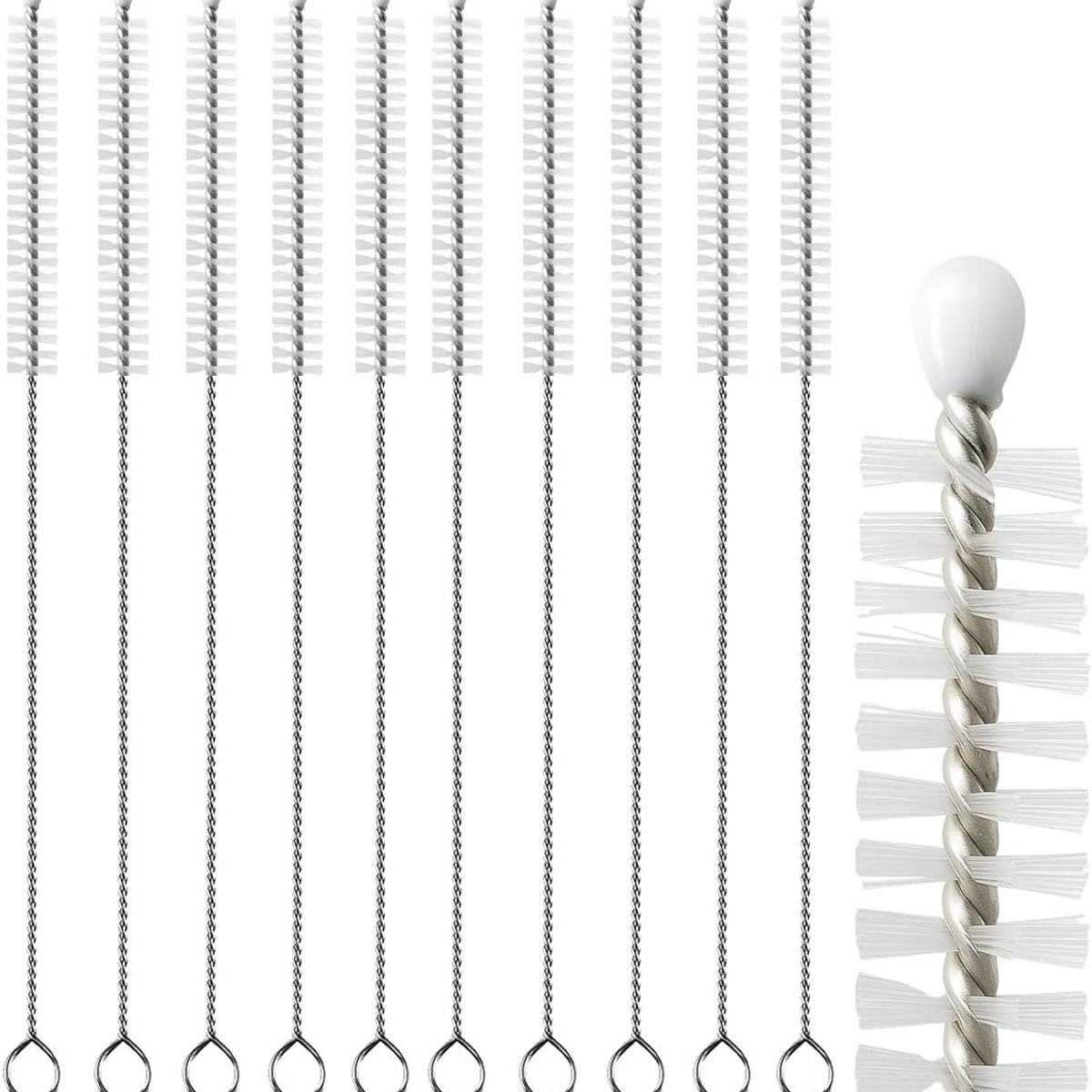 KUANGYE - 10Pcs Cepillo Limpiador Bombillas Pajitas Cócteles Bar 250mm ×8mm